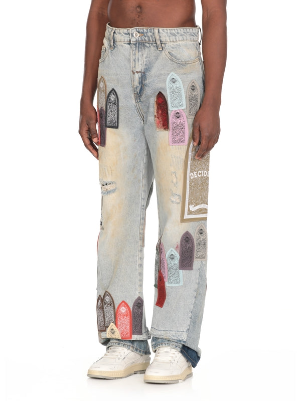 Graphic Logo Patch Denim Pants