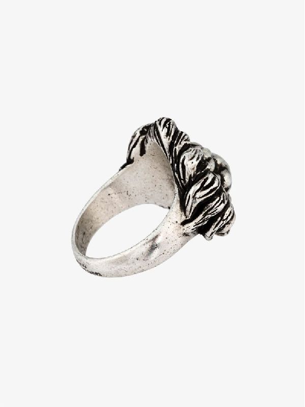 Silver Tone Lion Ring