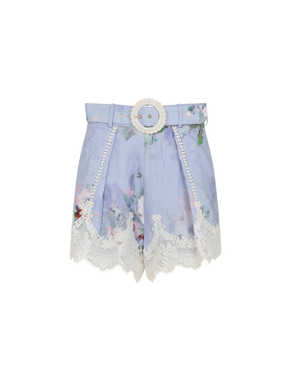 Flower Lace Belt Shorts