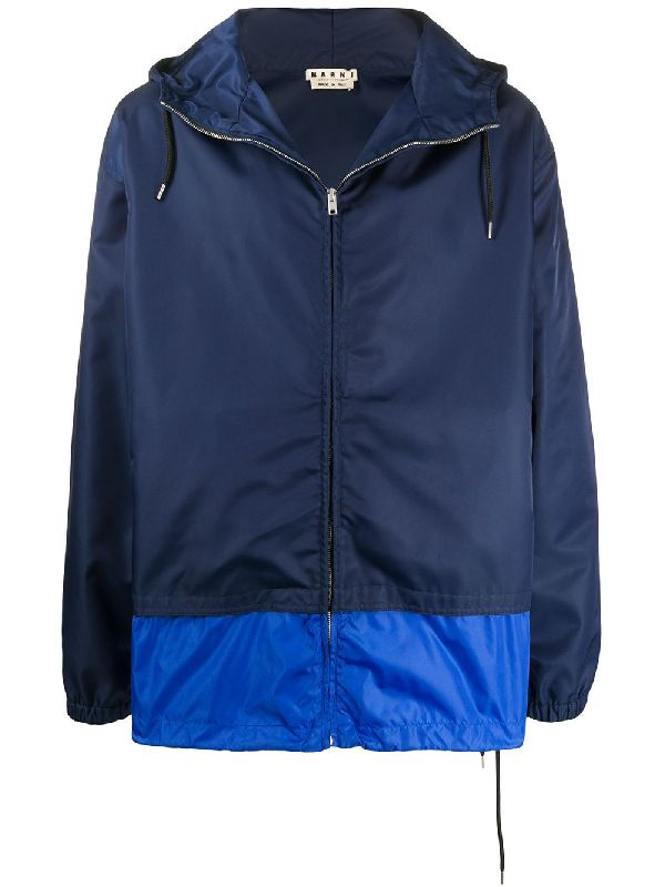 Bicolor Colorblock Nylon Hooded Jacket