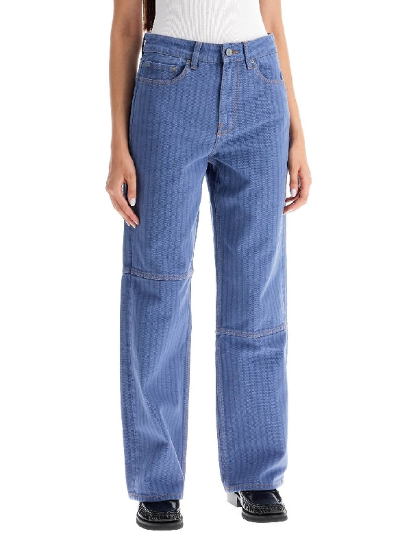 GANNI - Back Logo Striped Denim Pants - Jente