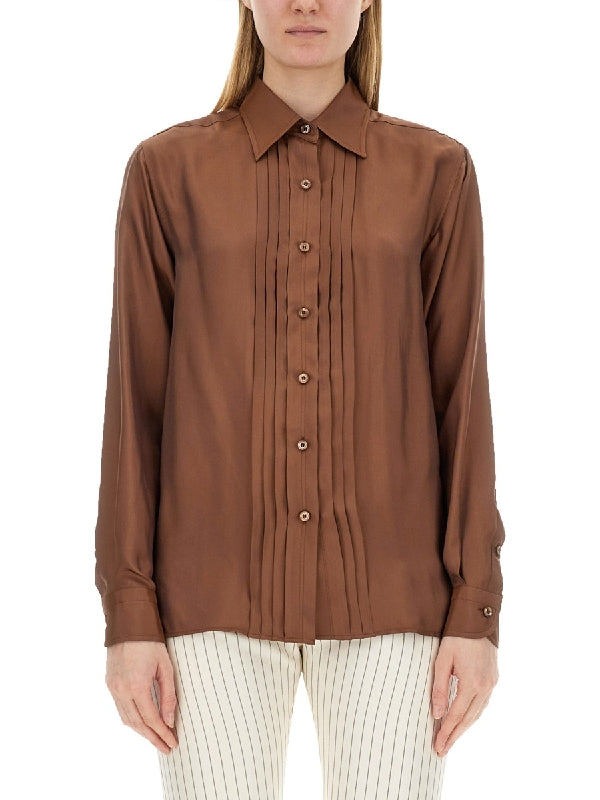 Viscose Silk Pleats Shirt