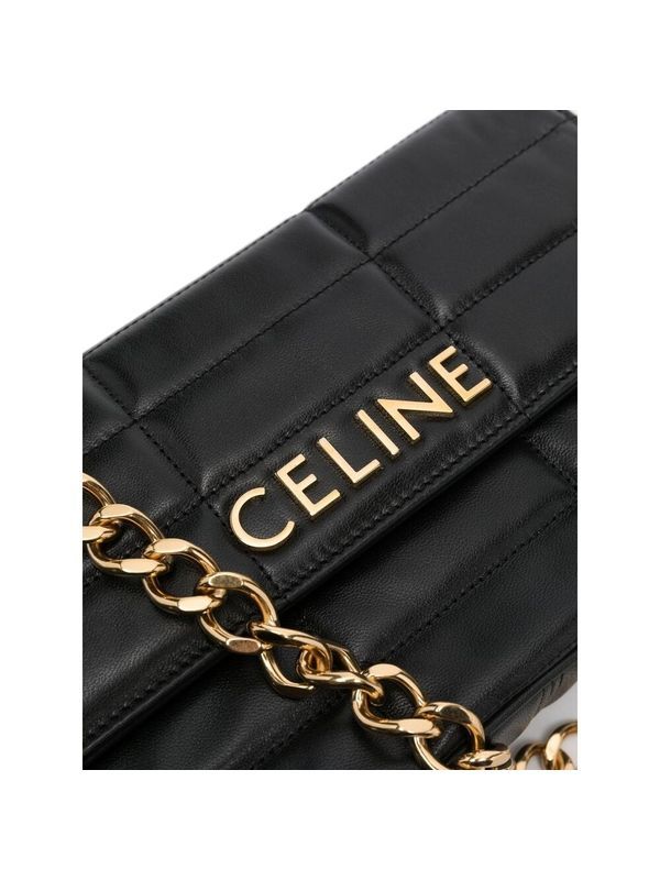 Metal Logo Quilted Leather
  Chain Shoulder Bag