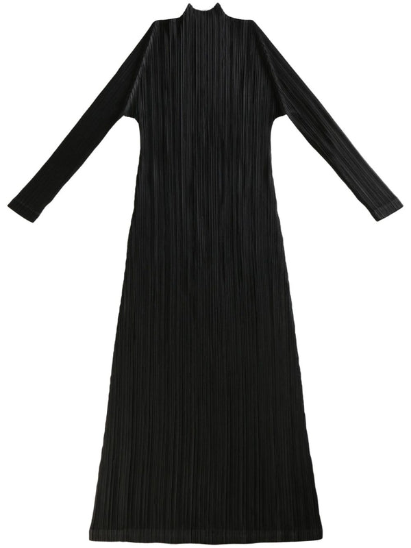 High Neck
  Pleats Long Dress