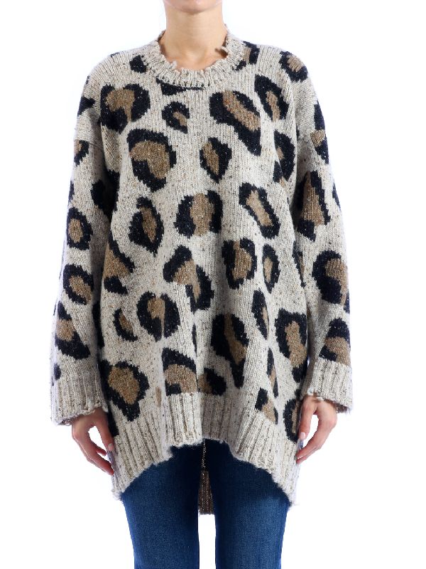 Leopard Print Oversized Wool Knit