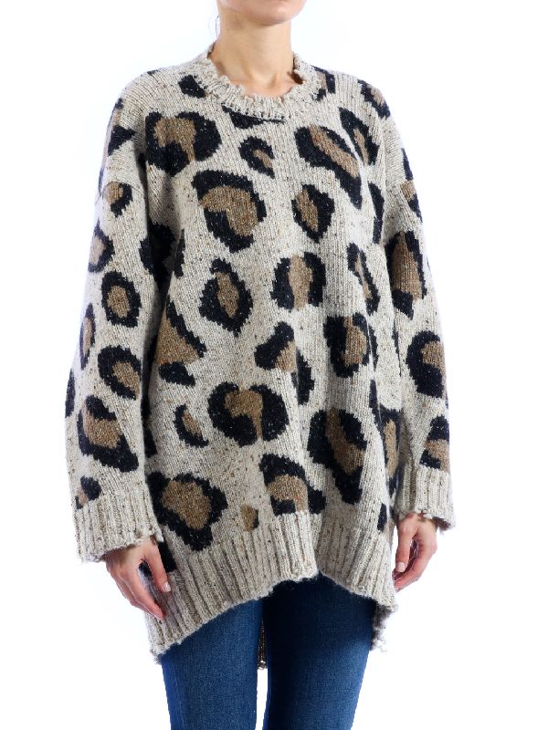 Leopard Print Oversized Wool Knit