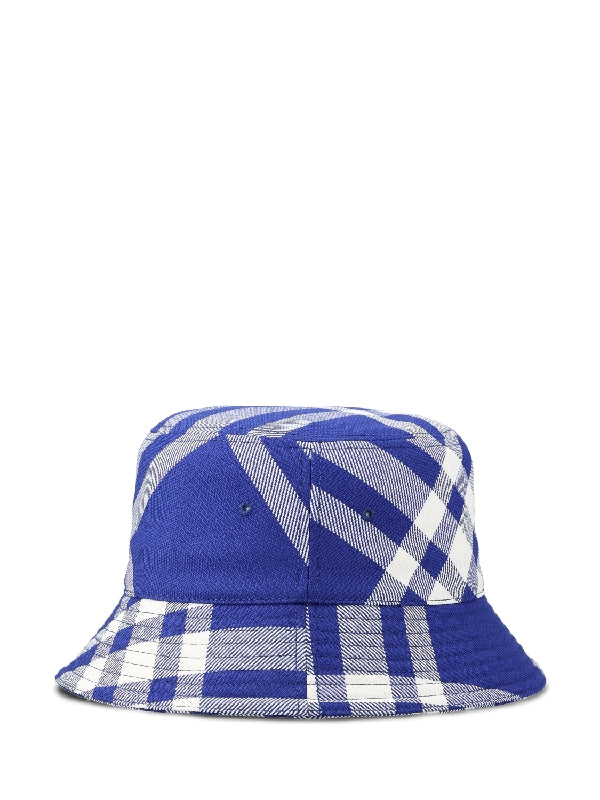 Wool Blend Check Bucket Hat