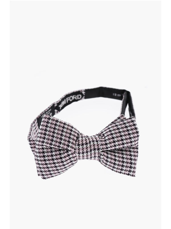 Houndstooth Pattern Silk Bow Tie