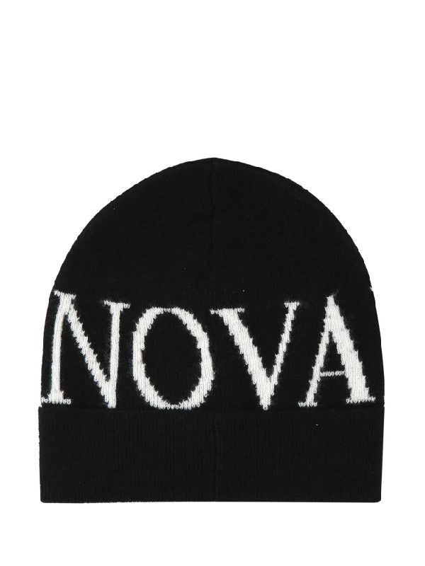 Black Logo Wool Beanie