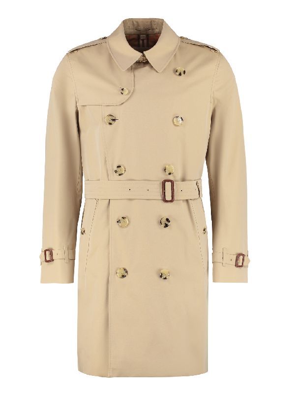 Beige Cotton Midi Trench Coat