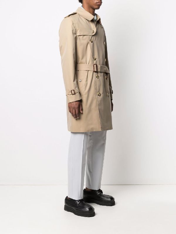 Beige Cotton Midi Trench Coat