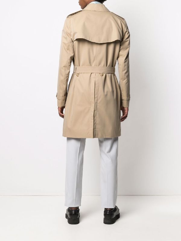 Beige Cotton Midi Trench Coat