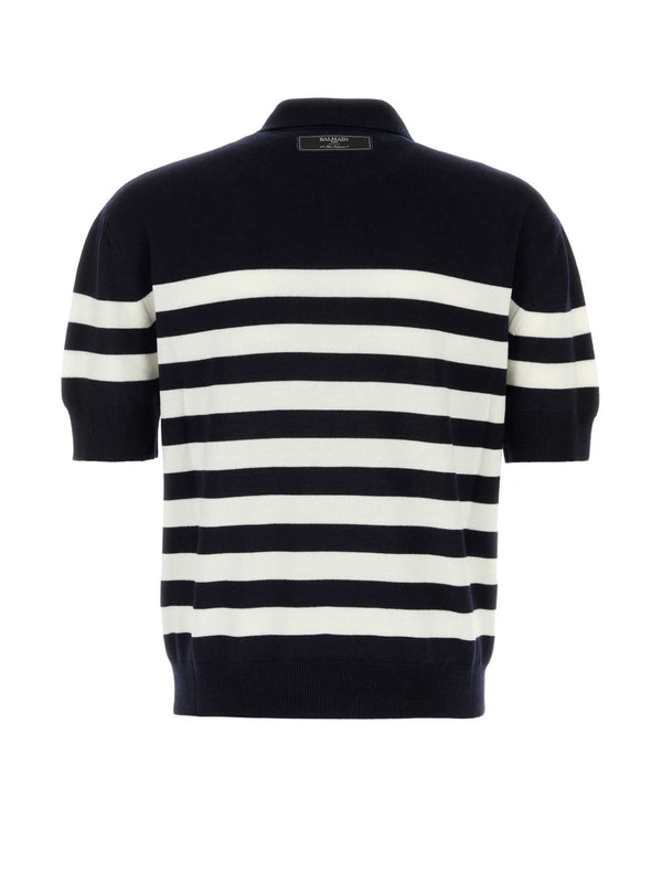 Stripe Knit Polo Shirt