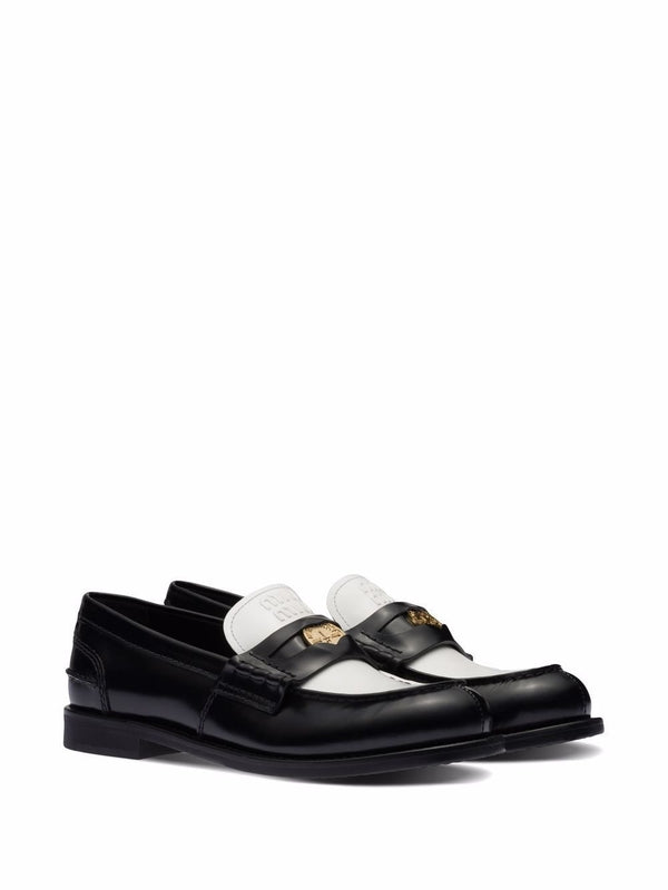 Bicolor Leather Gold Penny Loafers