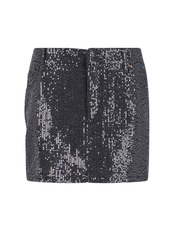 Allover Sequin Low-Rise Skirt