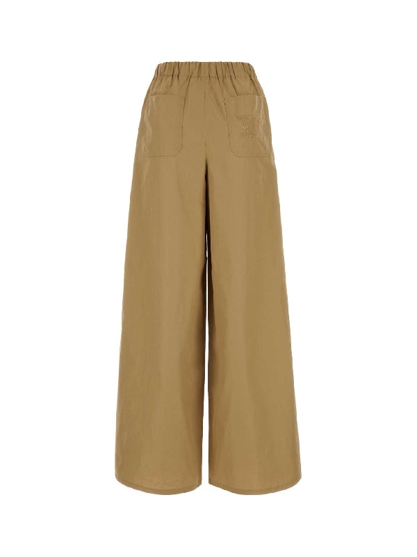 Beige Cotton Banded Pants