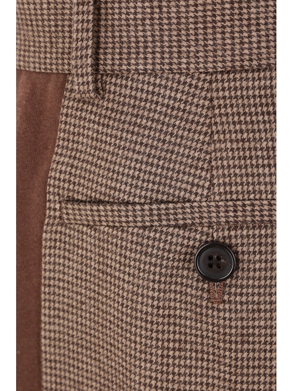 Houndstooth Check Wool Pants