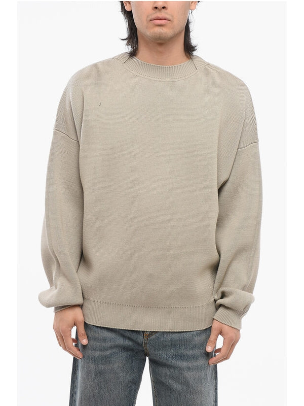 Beige Crew Neck Wool Knit