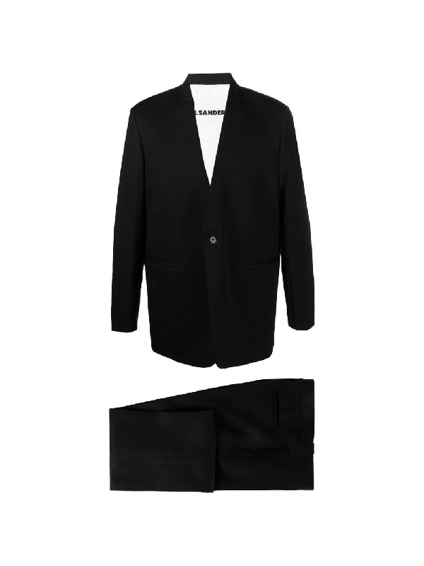 Collarless Wool Set-up
  Suit