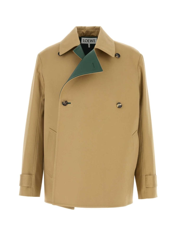 Back Logo Leather Double Breasted Jacket