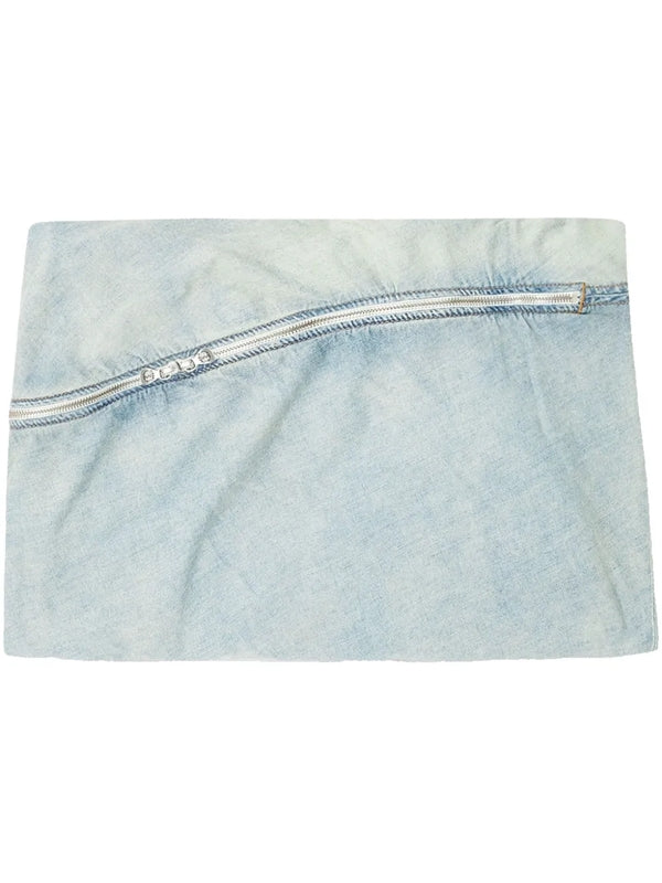 Zip-Up Denim Mini Skirt