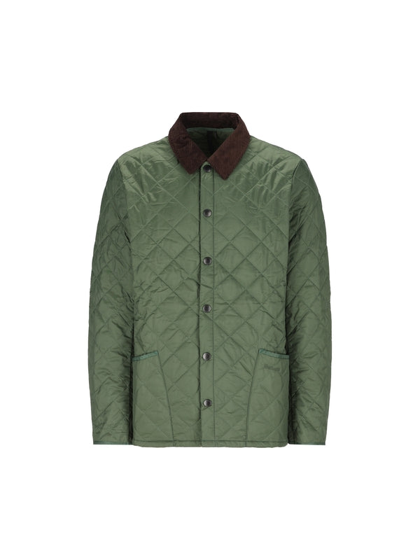 Corduroy Collar Quilted Nylon Jacket
