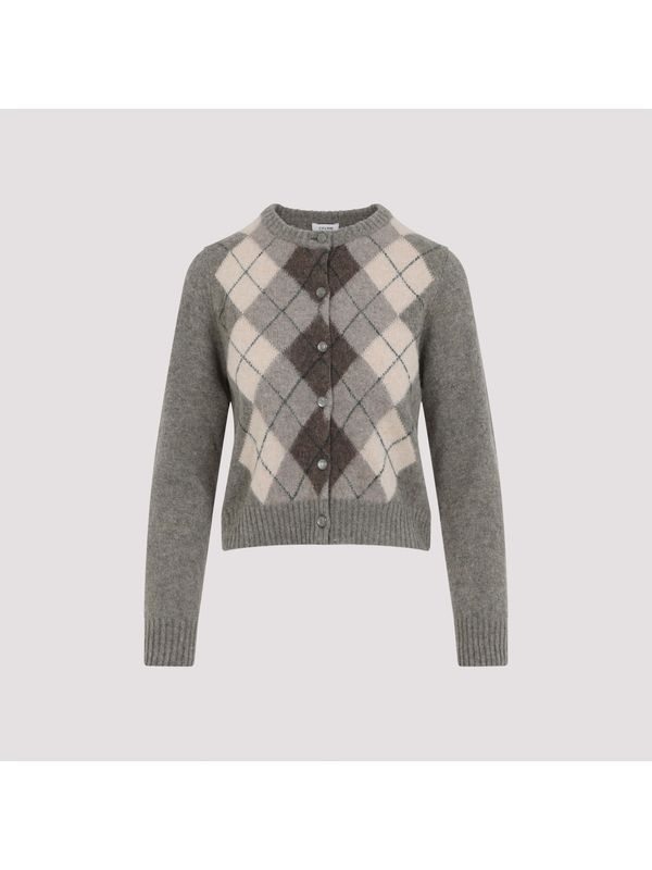 Argyle Pattern Wool Alpaca Cardigan