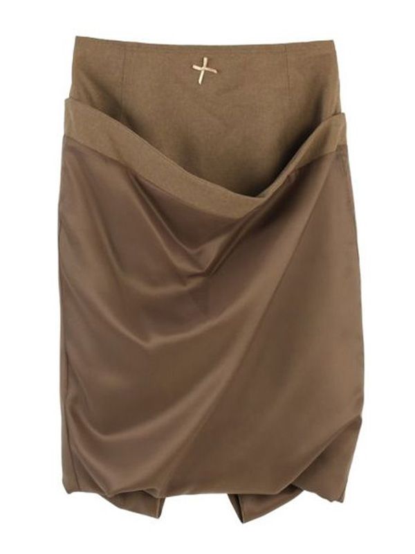 Bow Detail Draping Midi Skirt