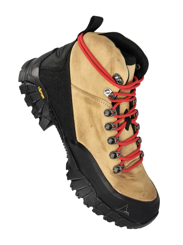 Loa Beige Black Lace-Up Boots