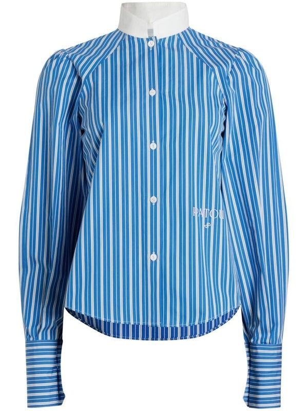 Scarf Neck Stripe Shirt