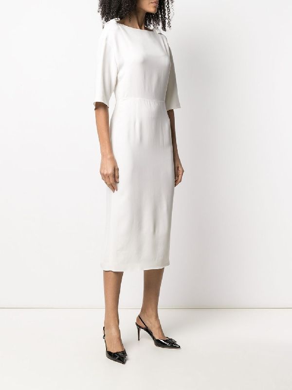 Viscose Boatneck Midi Dress