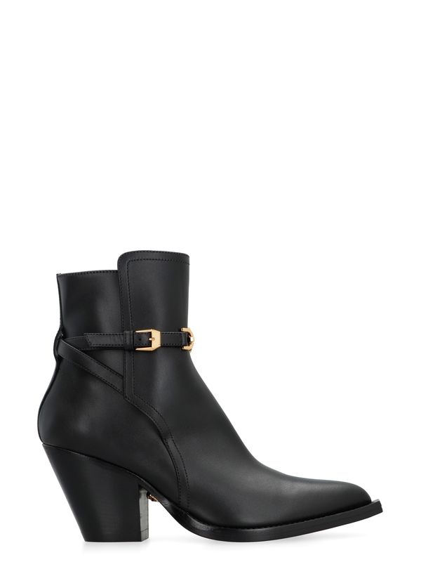 Buckle Strap Leather Ankle Boots