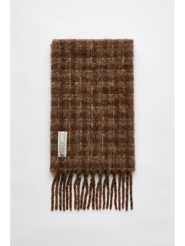 Our Legacy Estate Dorf Check Fuzzy Alpaca Brown Muffler