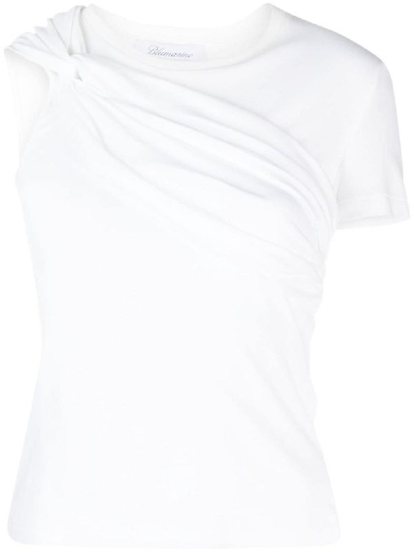 Drape Detail One-Shoulder Cotton
  T-Shirt