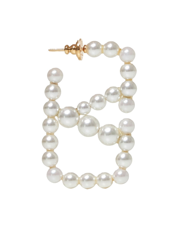 V Logo Pearl Embellished Earrings