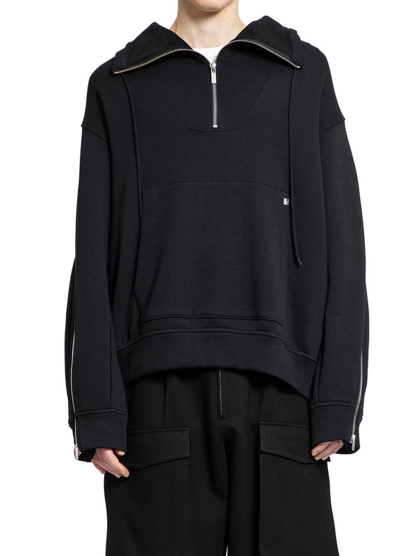 Zip Detail Cotton Zip-up Sweatshirt