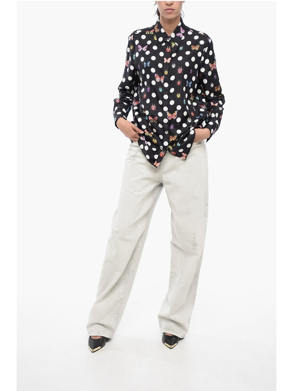 Allover Dot Pattern Silk Shirt