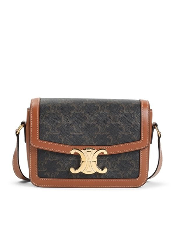 Teen Triomphe Logo Leather Shoulder Bag