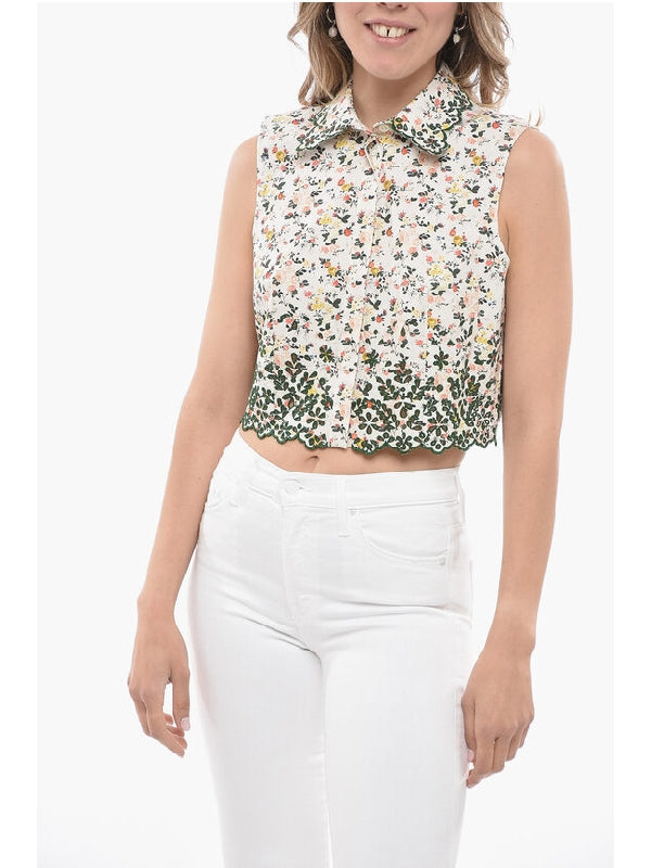 Floral Printing Sleeveless Shirt