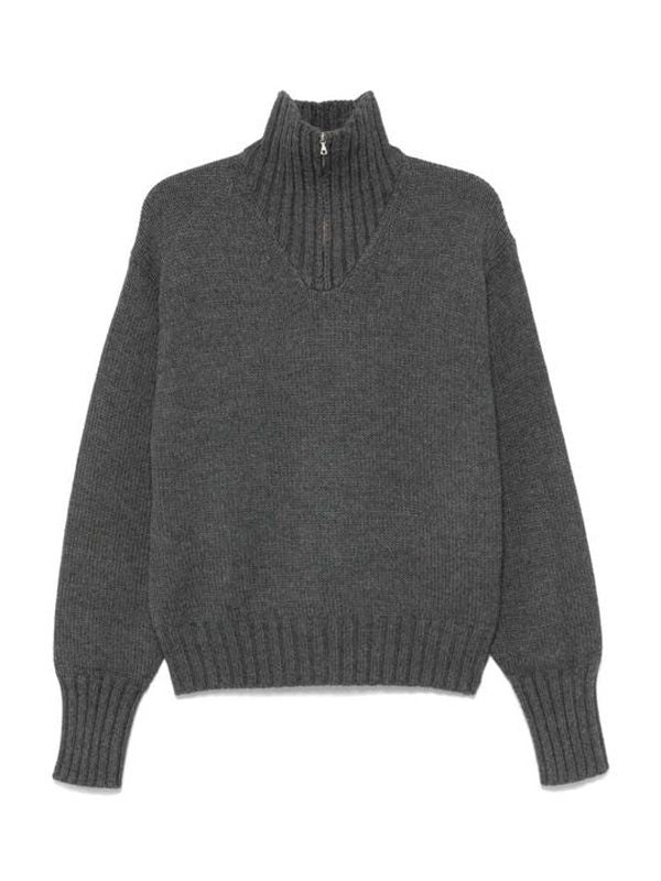 AURALEE - Wool Soft Code Half Zip Knit - Jente
