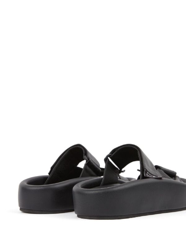 Number Logo Leather Platform Sandals