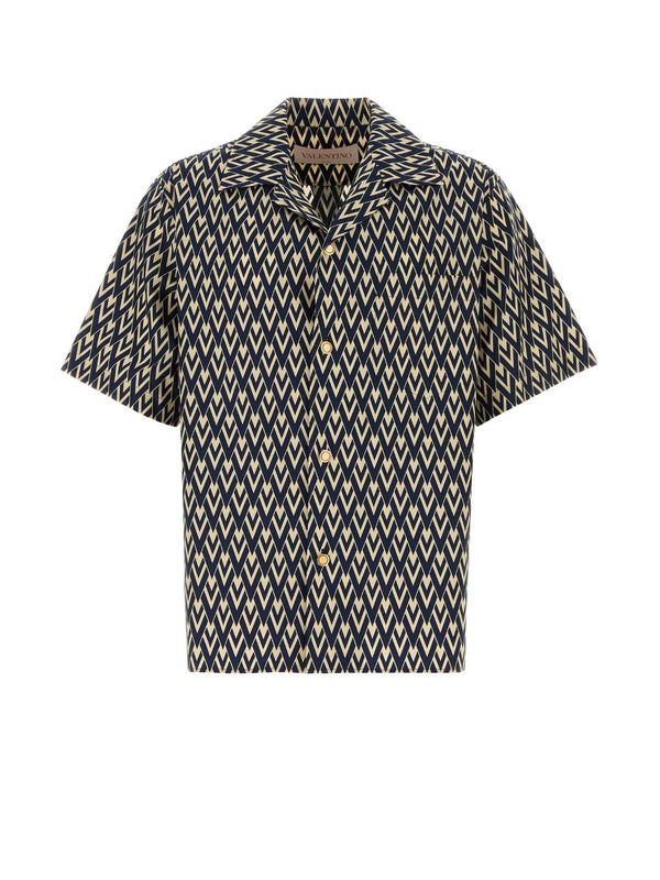 V Logo Pattern Cotton Shirt