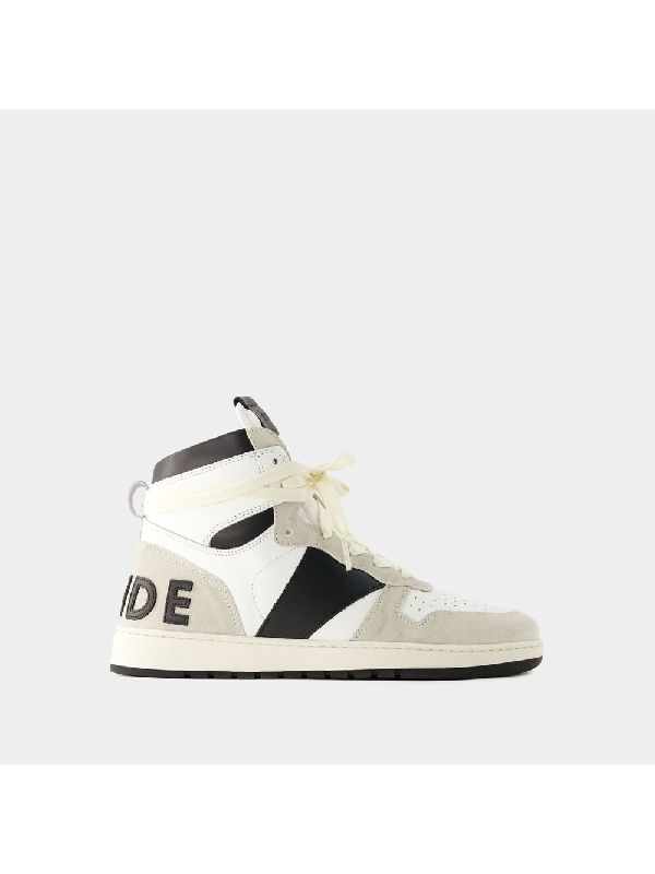 Logo Suede Panel High-Top Sneakers