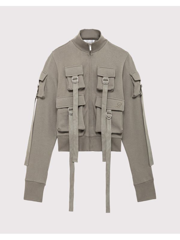 Strap Cargo Pocket Zip-Up Jacket