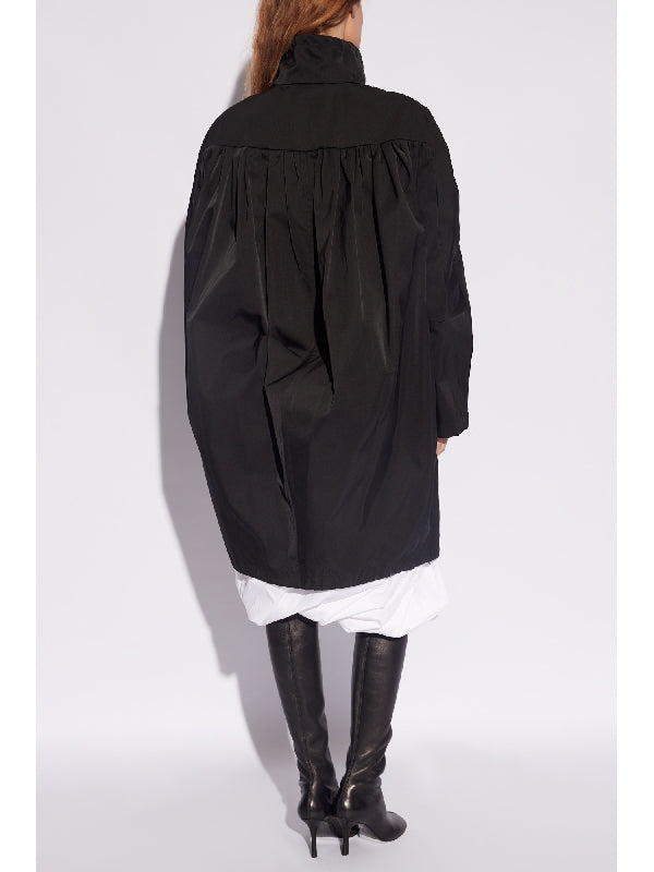 Back Pleat
  Panel High Neck Parka