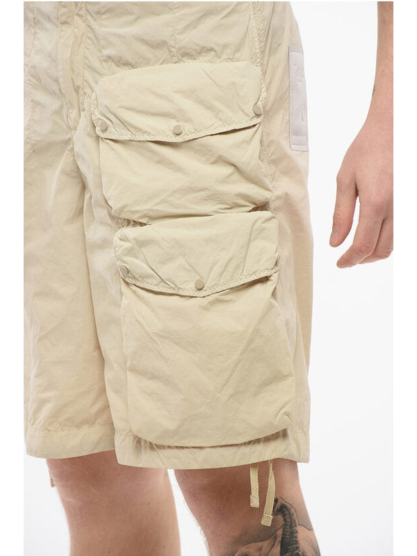 Beige Nylon Cargo Shorts
