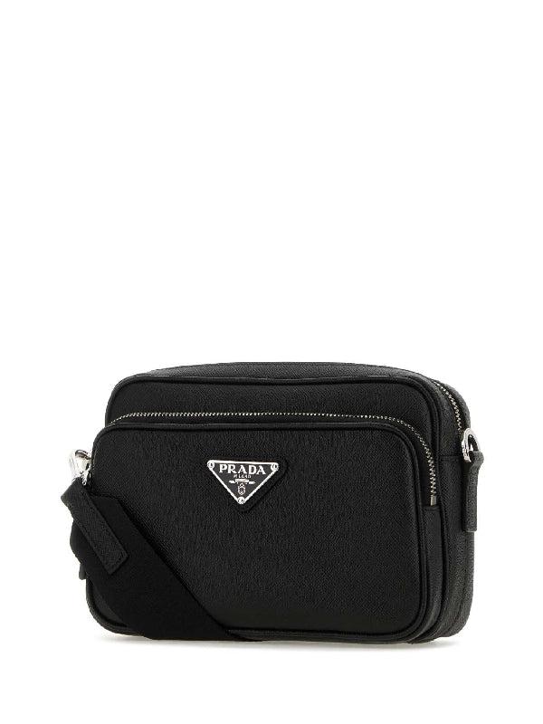 Triangle Logo Saffiano Leather Crossbody
  Bag