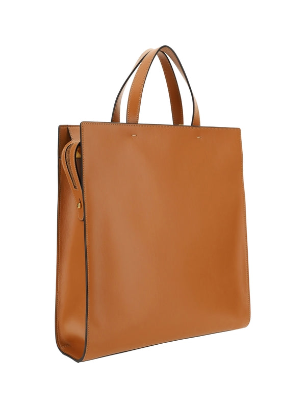 Timeless T Logo Leather Tote
  Bag