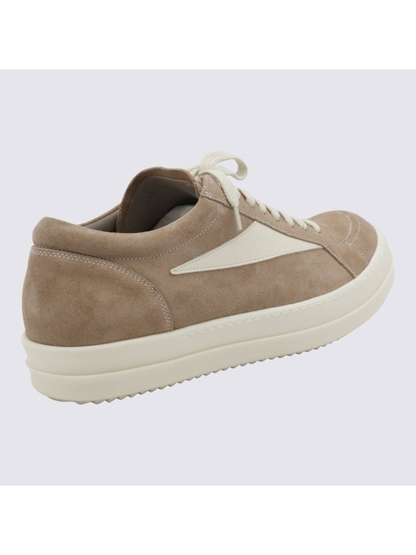 Beige Leather Low-top Sneakers