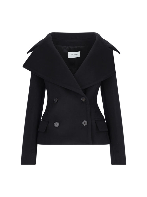 Wide Collar Double Wool Cashmere Jacket